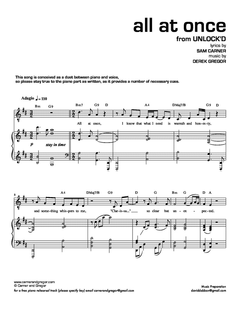 All At Once (Tenor Version) | newmusicaltheatre.com | Sheet Music