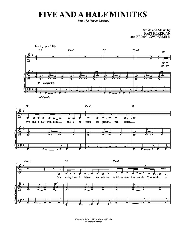 Five and a Half Minutes | newmusicaltheatre.com | Sheet Music