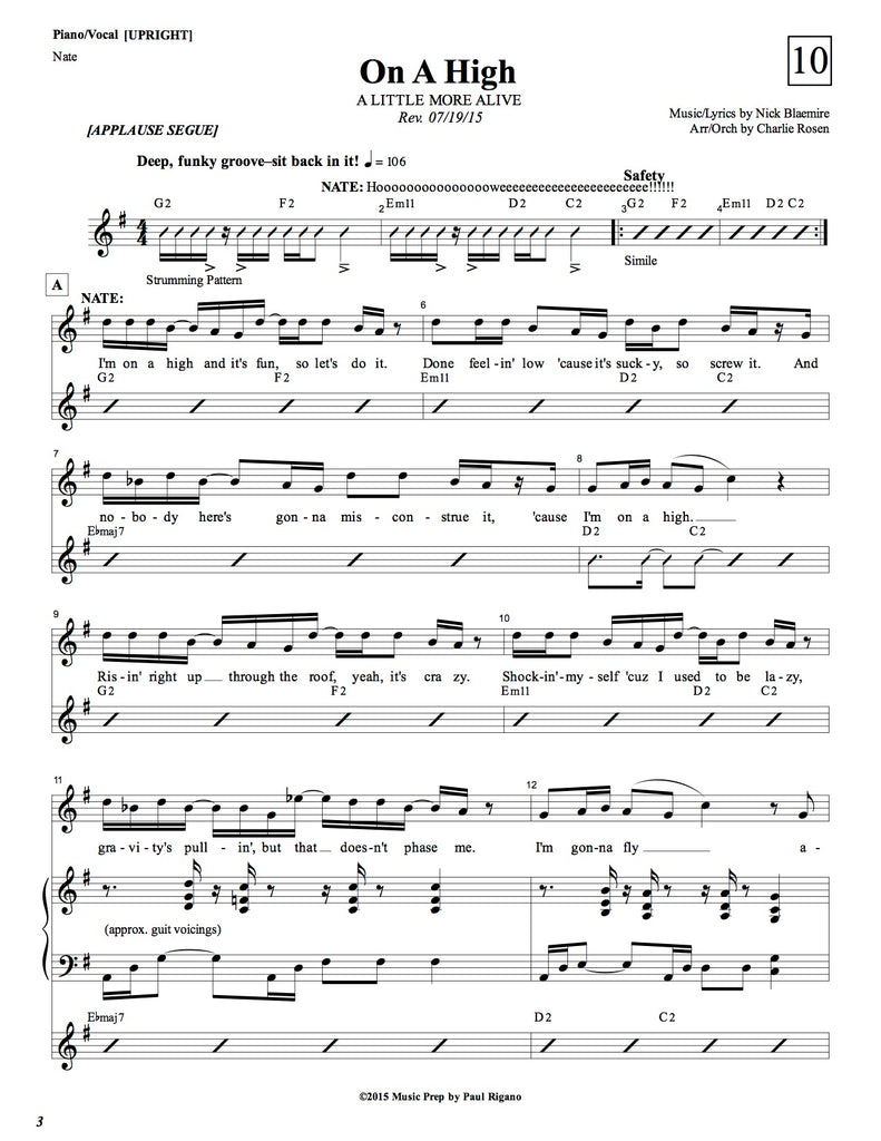 Driving | A Little More Alive | newmusicaltheatre.com | Sheet Music