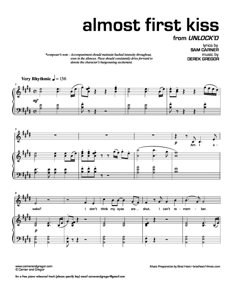Almost First Kiss | newmusicaltheatre.com | Sheet Music