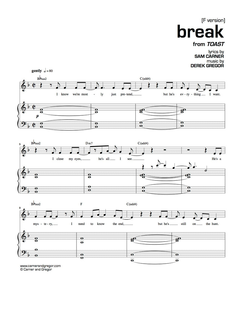 Break | newmusicaltheatre.com | Sheet Music