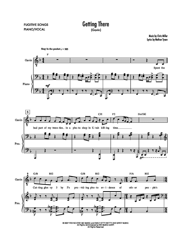 Getting There | newmusicaltheatre.com | Sheet Music