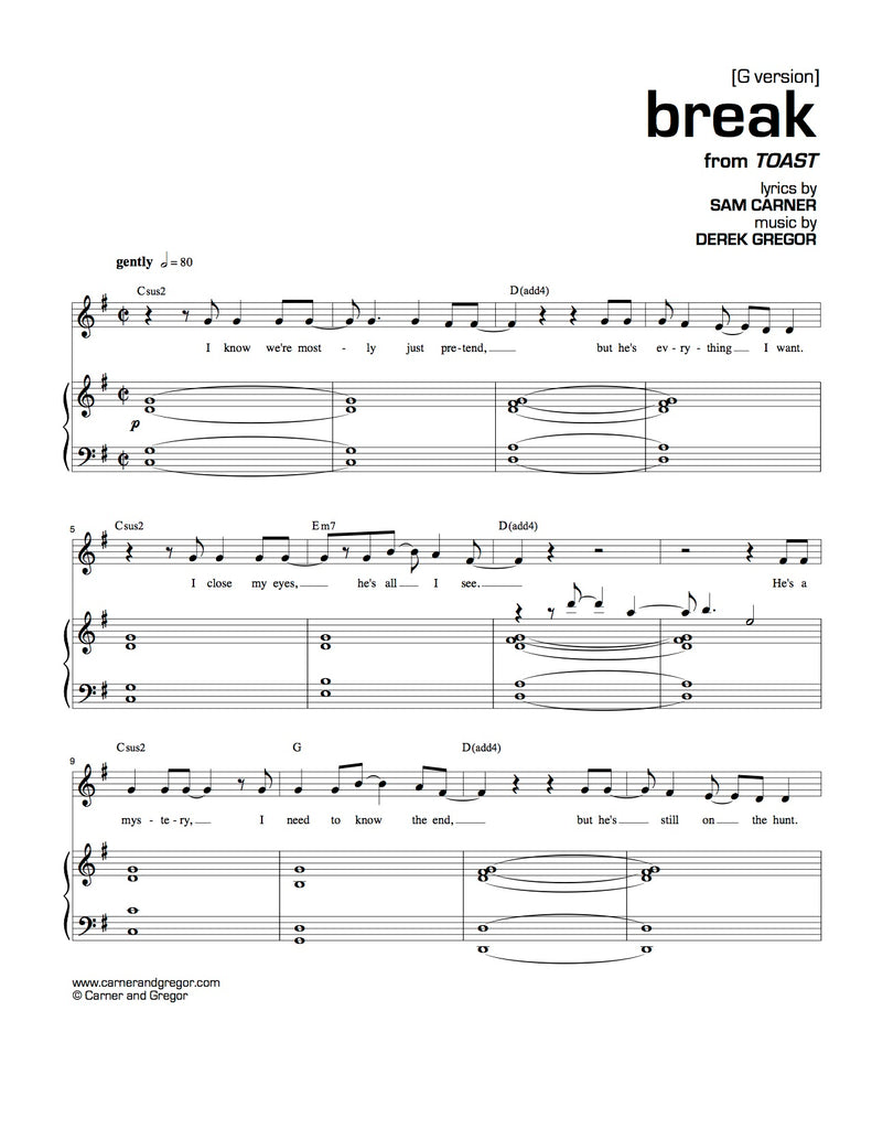 Break | newmusicaltheatre.com | Sheet Music