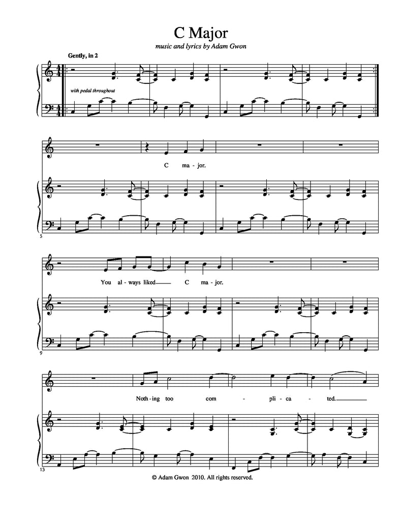 C Major | newmusicaltheatre.com | Sheet Music