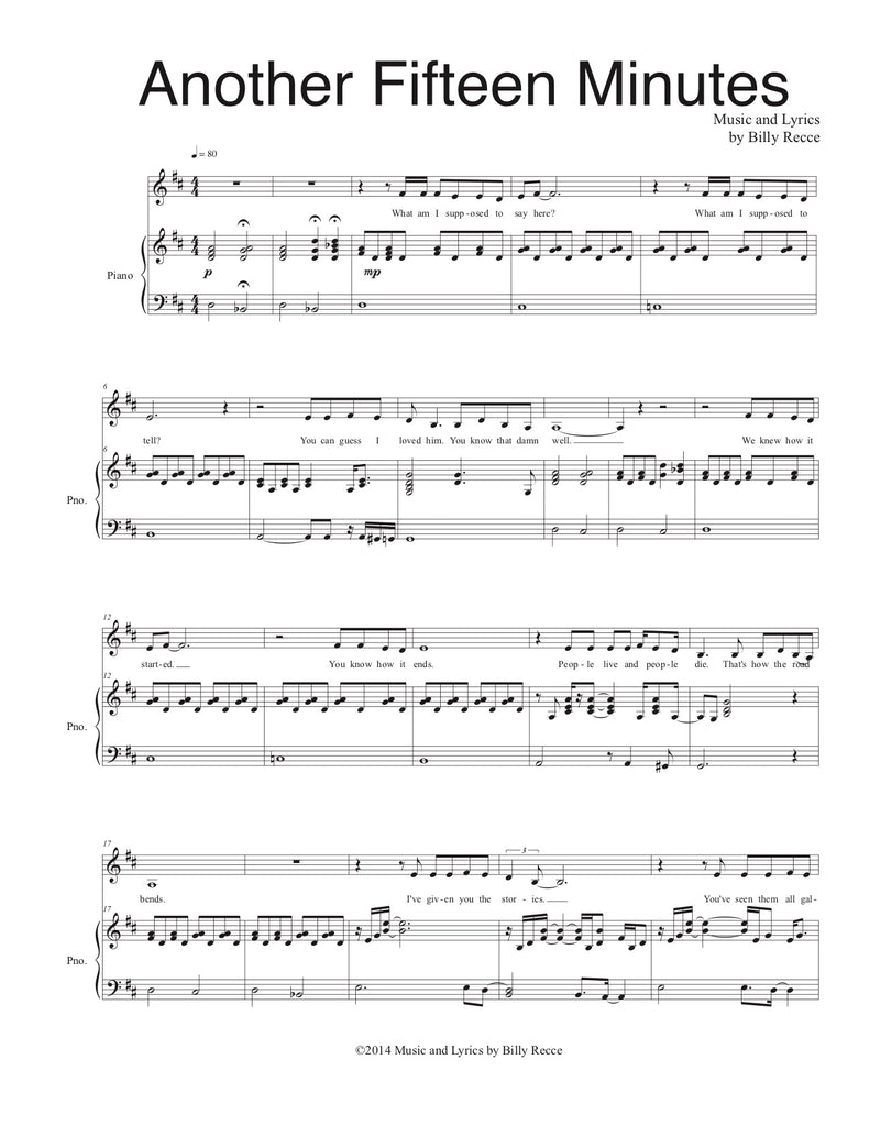 Another Fifteen Minutes | newmusicaltheatre.com | Sheet Music