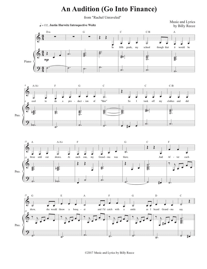 Go Into Finance | newmusicaltheatre.com | Sheet Music