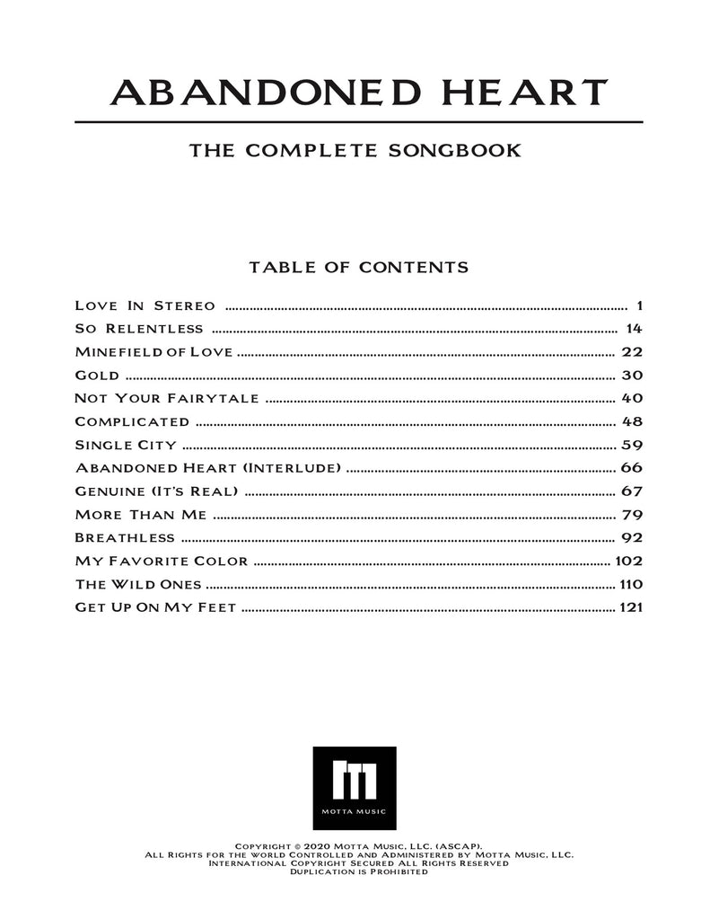 Abandoned Heart - Complete Songbook
