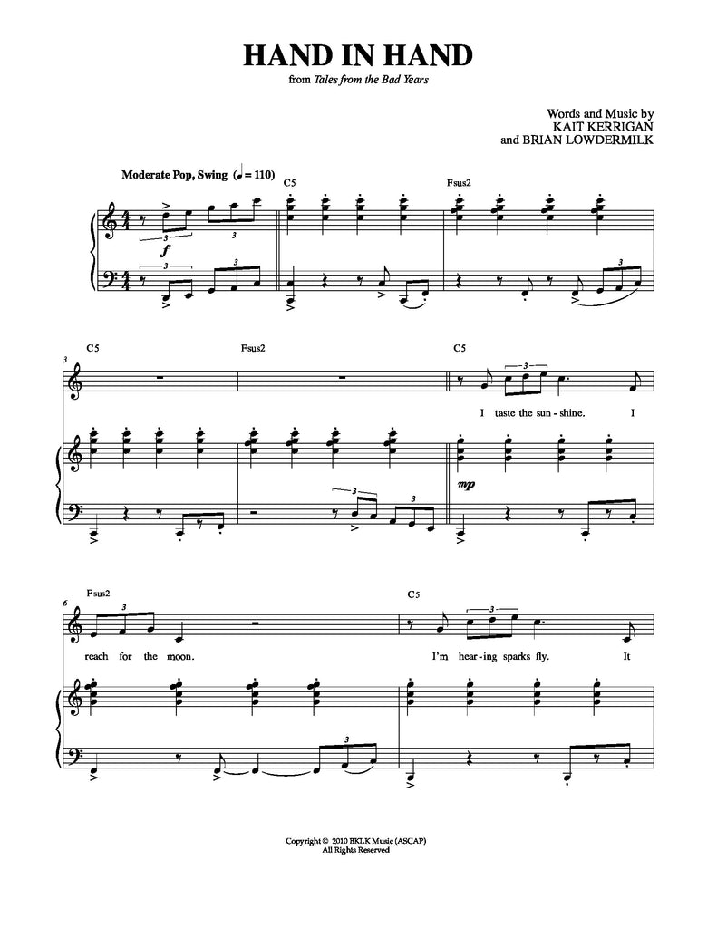 Hand In Hand | newmusicaltheatre.com | Sheet Music