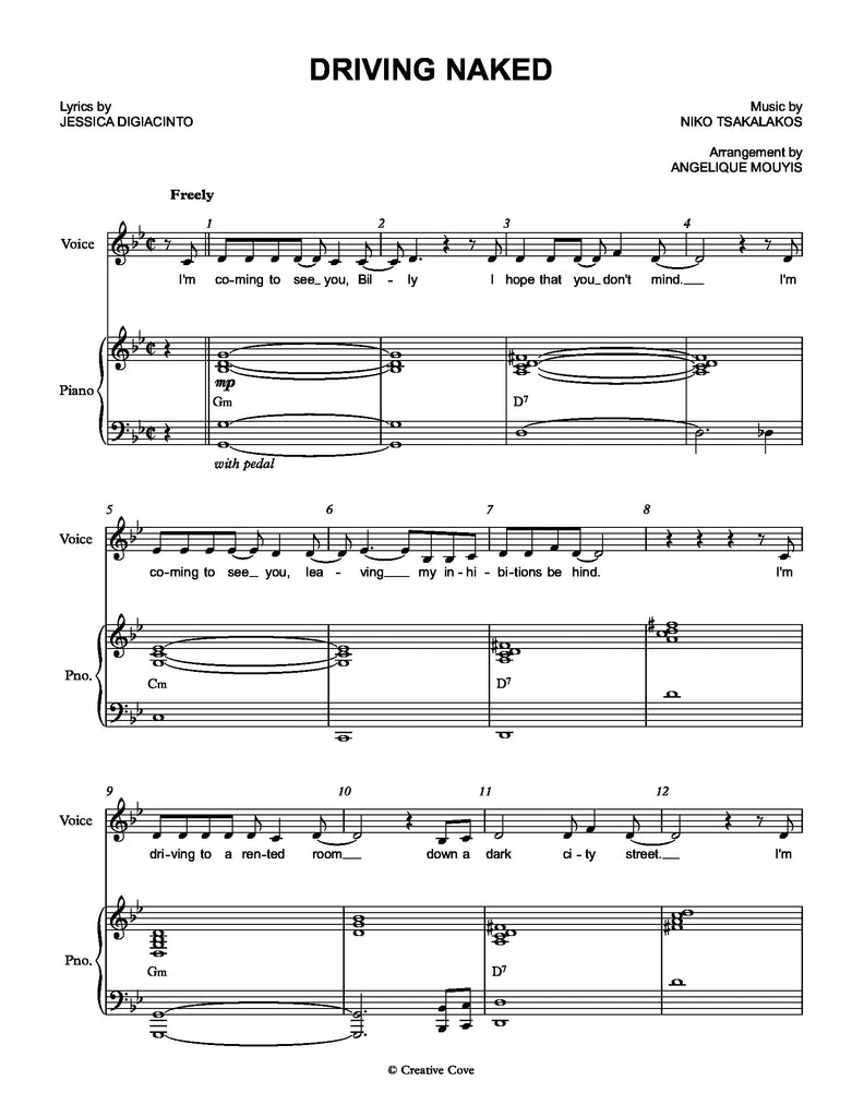Driving Naked | newmusicaltheatre.com | Sheet Music