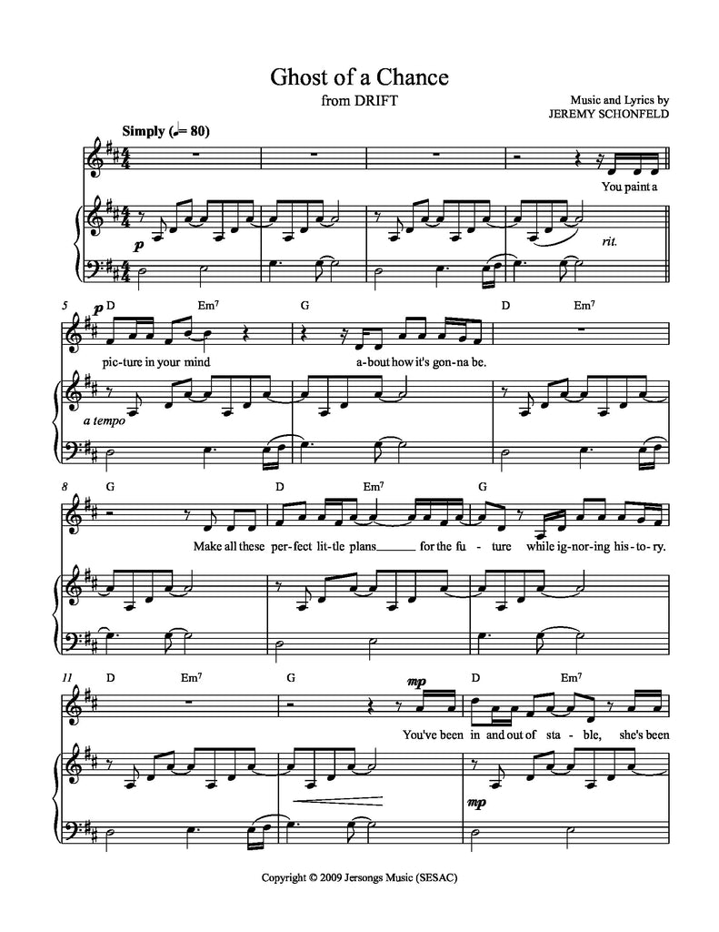Ghost of a Chance | newmusicaltheatre.com | Sheet Music