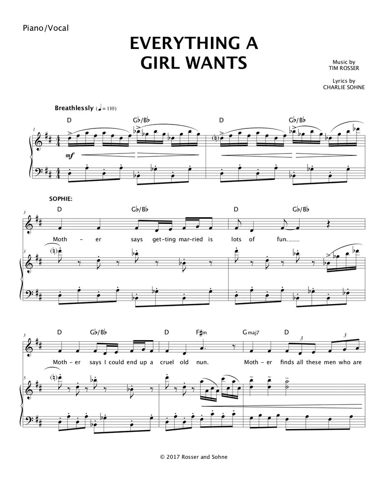 Everything A Girl Wants | newmusicaltheatre.com | Sheet Music