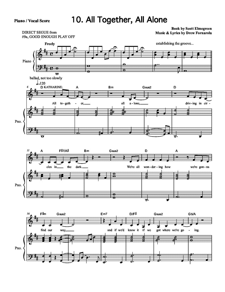 All Together, All Alone | newmusicaltheatre.com | Sheet Music