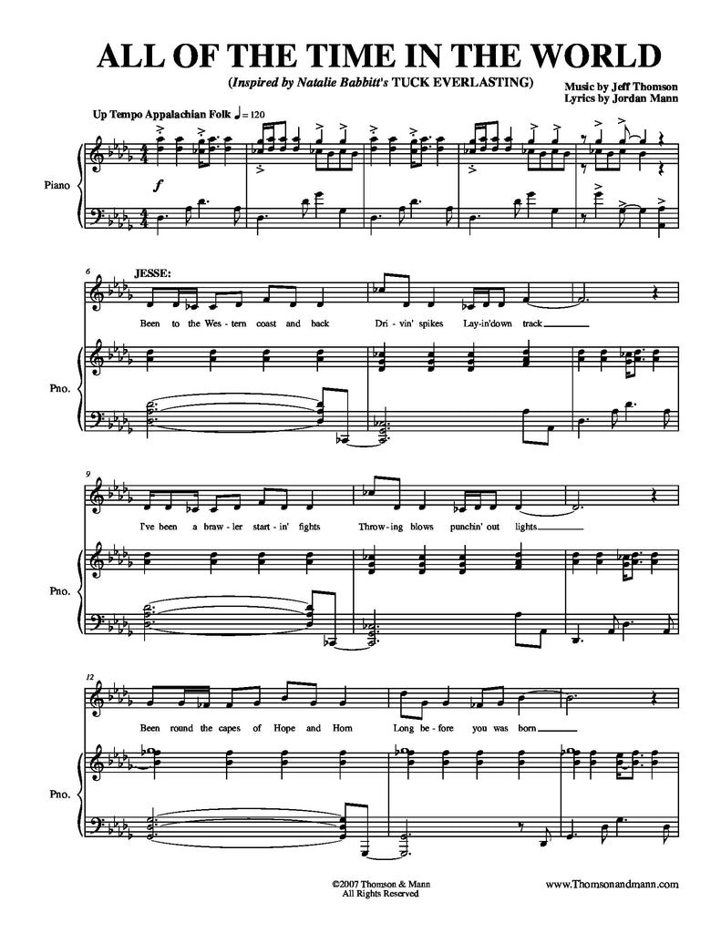 All The Time In The World | newmusicaltheatre.com | Sheet Music