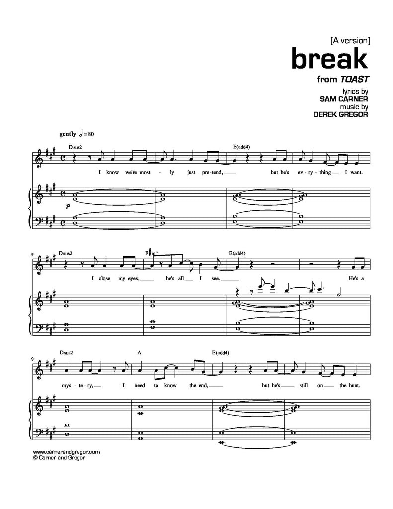 Break | newmusicaltheatre.com | Sheet Music
