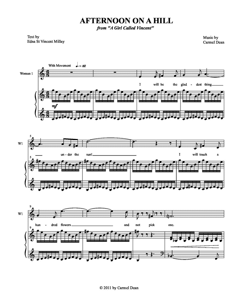 Afternoon on a Hill | newmusicaltheatre.com | Sheet Music