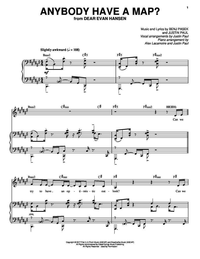 Anybody Have a Map? | newmusicaltheatre.com | Sheet Music