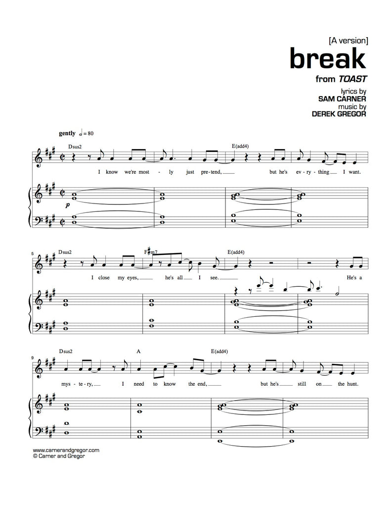Break | newmusicaltheatre.com | Sheet Music