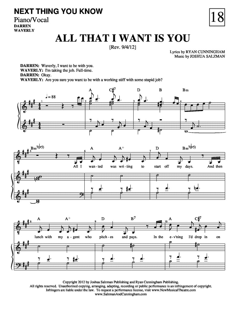 All That I Want Is You | newmusicaltheatre.com | Sheet Music