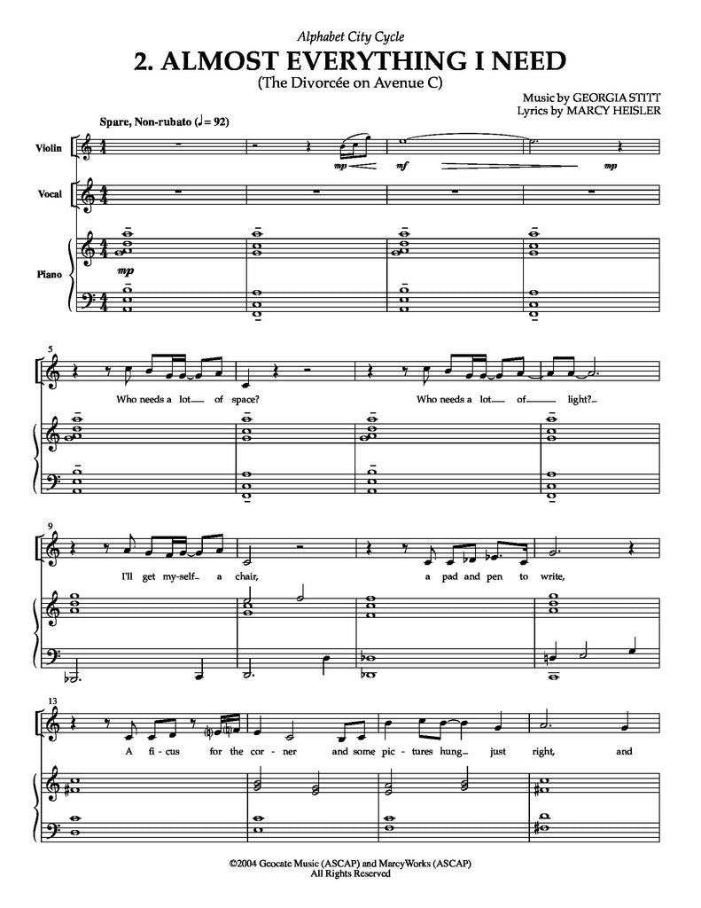 Almost Everything I Need (with Violin) | newmusicaltheatre.com | Sheet Music