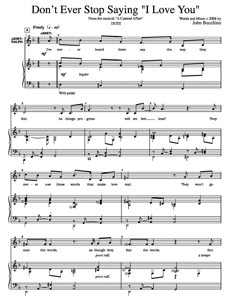 Don't Ever Stop Saying I Love You | newmusicaltheatre.com | Sheet Music