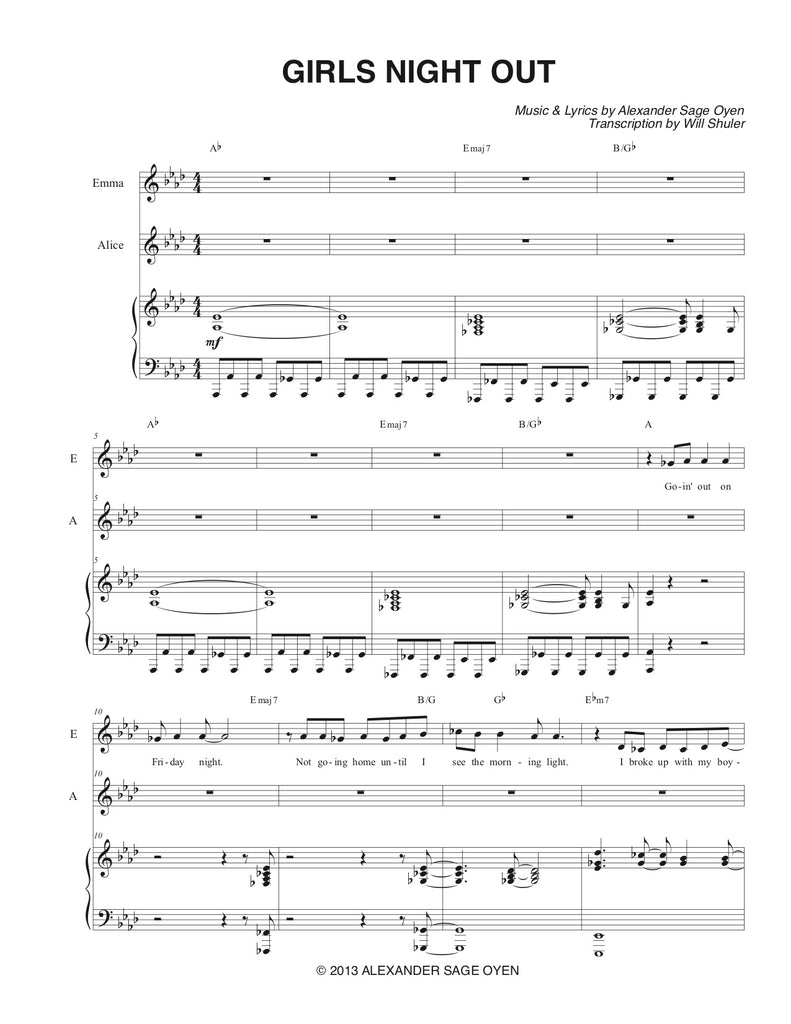 Girl's Night Out (GNO) | newmusicaltheatre.com | Sheet Music
