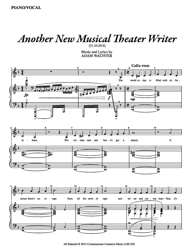 Another New Musical Theater Writer | newmusicaltheatre.com | Sheet Music