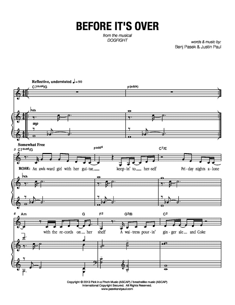 Before It's Over | newmusicaltheatre.com | Sheet Music