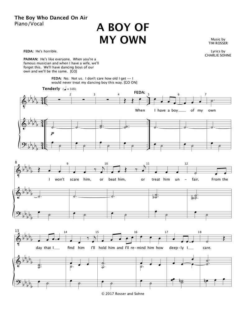 A Boy of My Own | newmusicaltheatre.com | Sheet Music